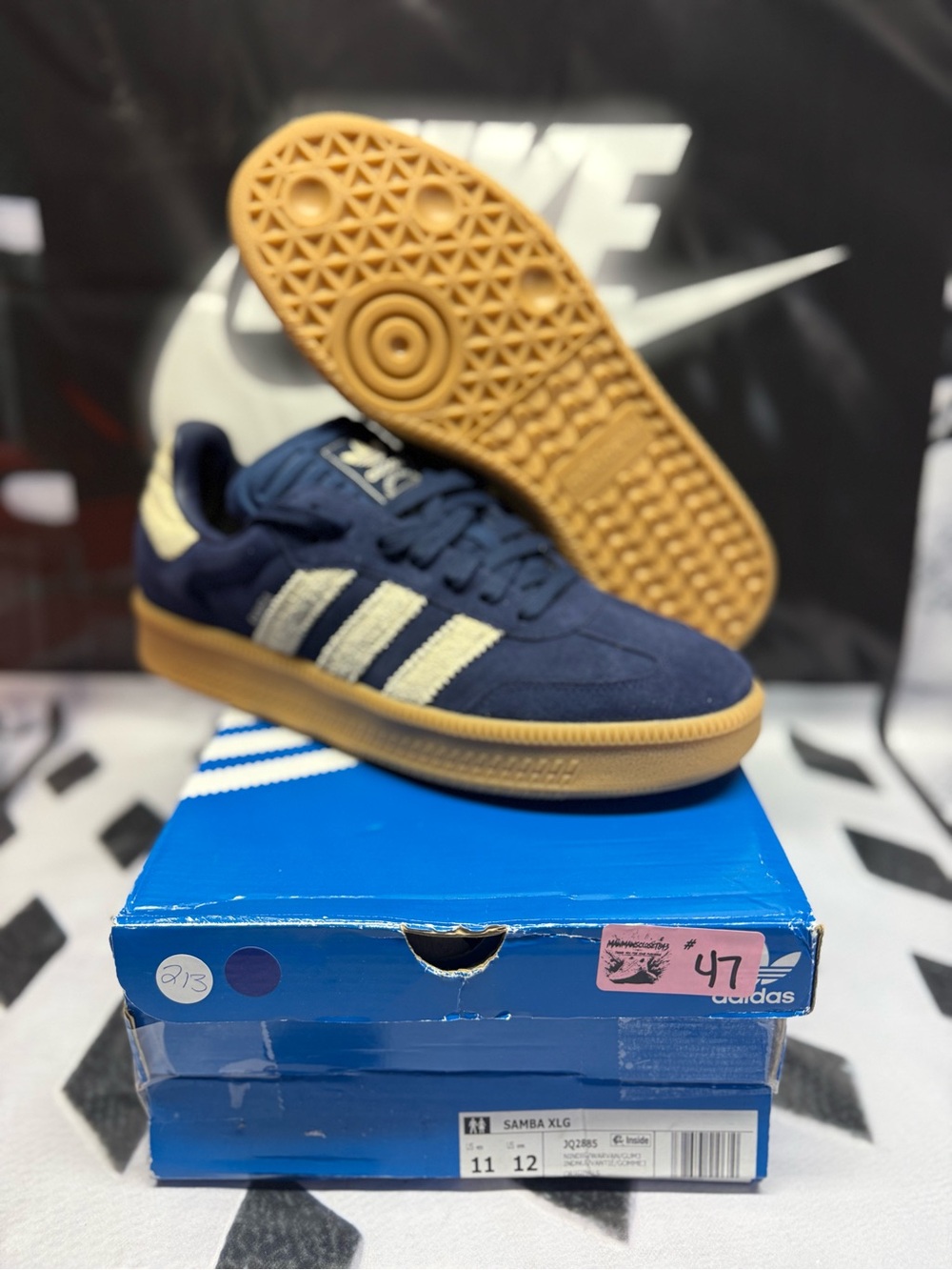 Adidas Samba Sneakers in Navy and Cream with Gum Sole